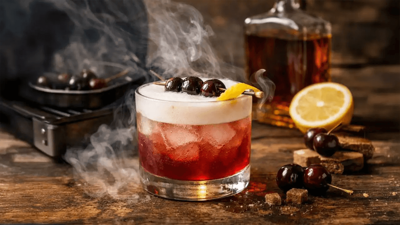 Smoked Cherry Vanilla Amaretto Sour