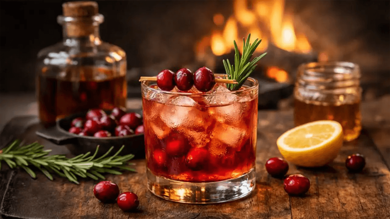 Fireside Cranberry Bourbon Smash