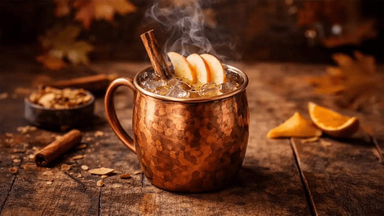 Smoked Apple Bourbon Buck with Maple & Ginger