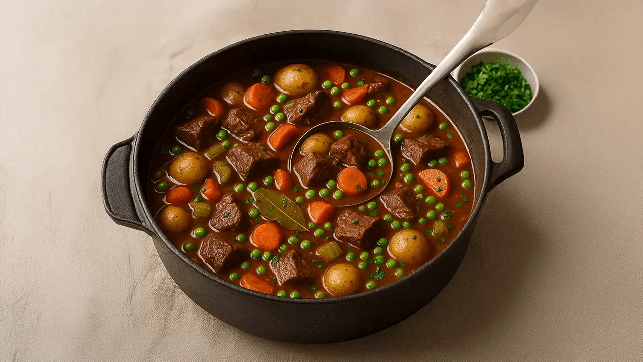 Hearty Smoked Beef Stew with Red Wine and Thyme
