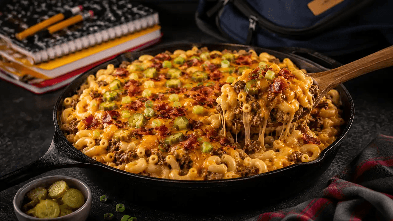 Homework Helper Smoked Cheeseburger Mac